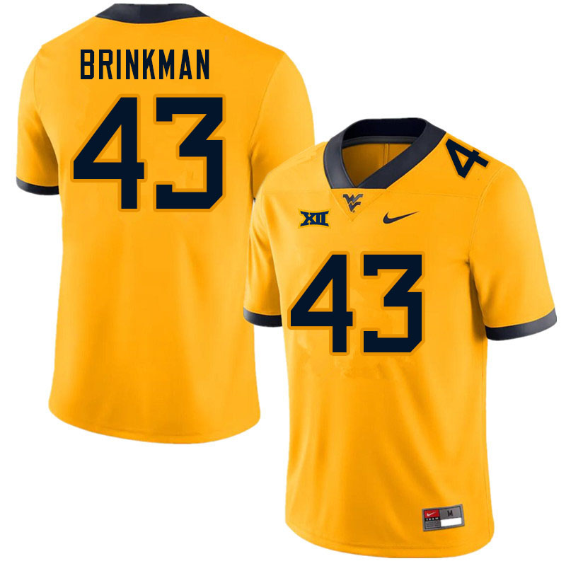 Men #43 Austin Brinkman West Virginia Mountaineers College Football Jerseys Sale-Gold - Click Image to Close